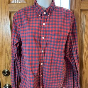 💚3/$25 American Eagle Outfitters Red and Blue Plaid Men's Shirt large